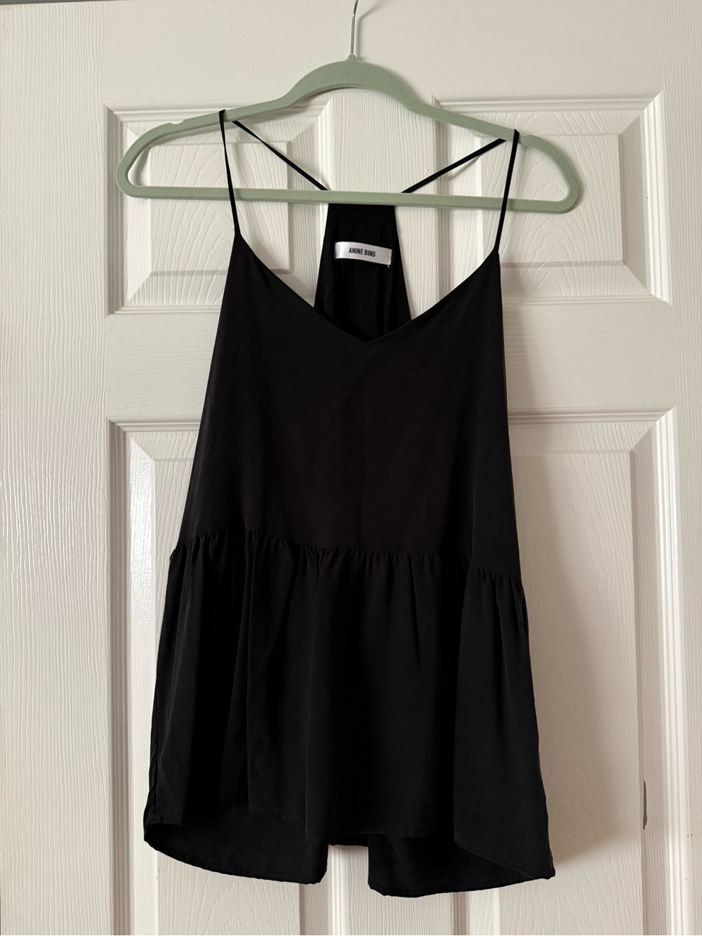 Anine Bing Black Tiered Spaghetti-Strap Camisole